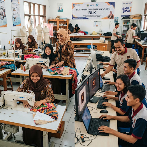 Peserta kursus tata busana dan menjahit PKBM Patrakomala
